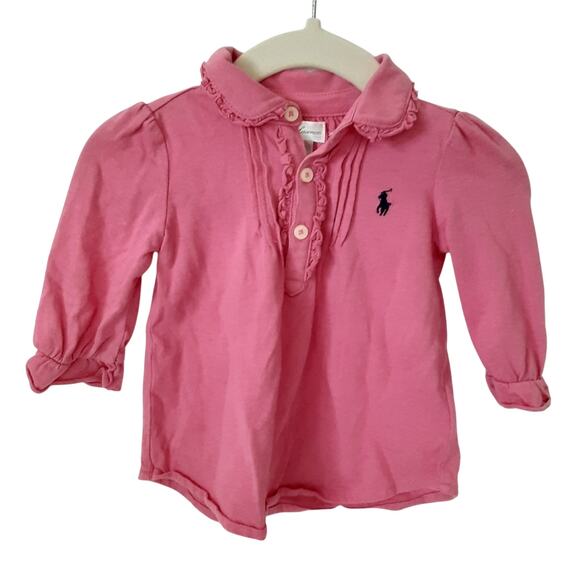 Ralph Lauren Baby Girl 3mo Pink Polo Shirt + Embroidered Slip On Sneakers Set - Picture 10 of 15